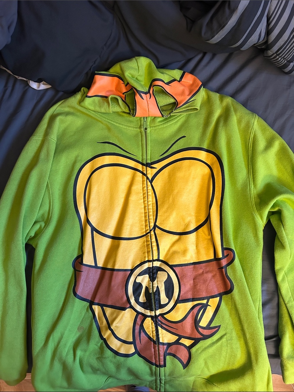 Nickelodeon Green & Yellow Turtle Shell Zip Hoodie with Orange Hood Accents